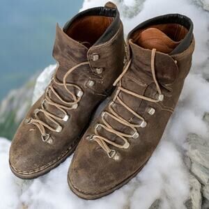 Vintage Raichle Switzerland leather hiking boots 11D brown mountaineer GORPCORE